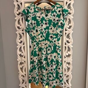 Merona Green and White Floral Midi Dress